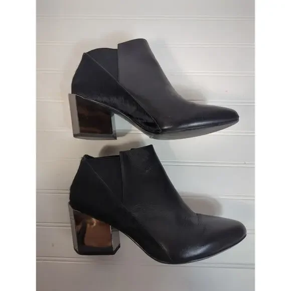 United Nude Leather Calf Hair Bootie Metallic Geometric Block Heel 37 - Picture 5 of 14